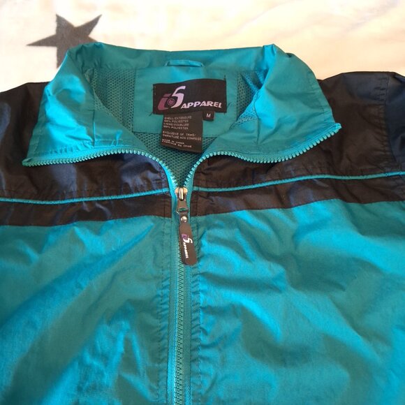 I5 Apparel Men's Size M Lightweight Windbreaker Rain Jacket Teal Black Full Zip - Picture 3 of 12